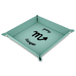 Zodiac Constellations 9" x 9" Teal Faux Leather Valet Tray (Personalized)