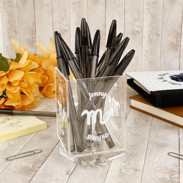 Zodiac Constellations Acrylic Pencil Holder - IN CONTEXT
