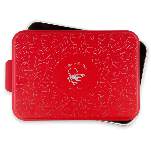 Zodiac Constellations Aluminum Baking Pan - Red Lid - FRONT w/lif off