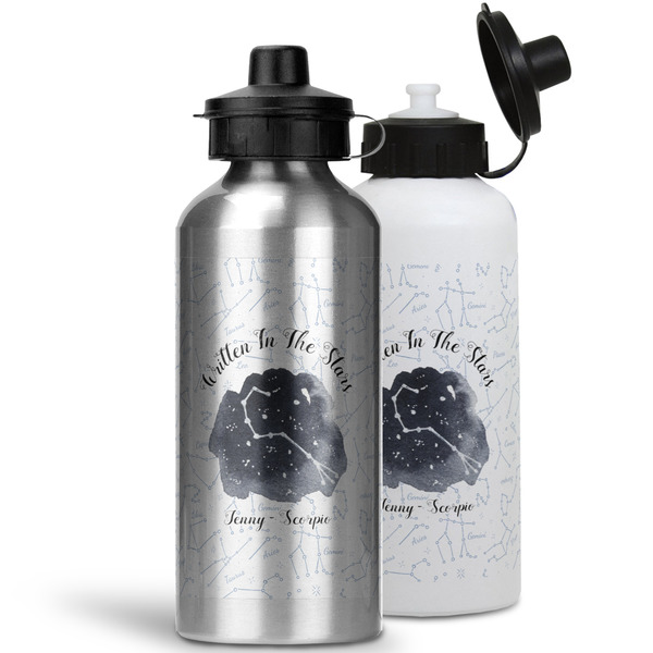 Zodiac Constellations Aluminum Water Bottles - MAIN (white &silver)