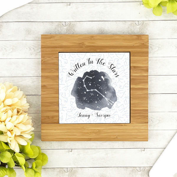 Zodiac Constellations Bamboo Trivet with 6" Tile - LIFESTYLE