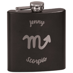 Zodiac Constellations Black Flask Set (Personalized)