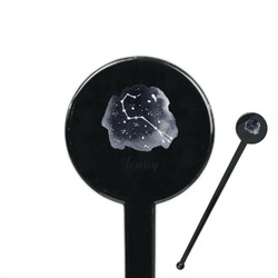 Zodiac Constellations 7" Round Plastic Stir Sticks - Black - Single Sided (Personalized)