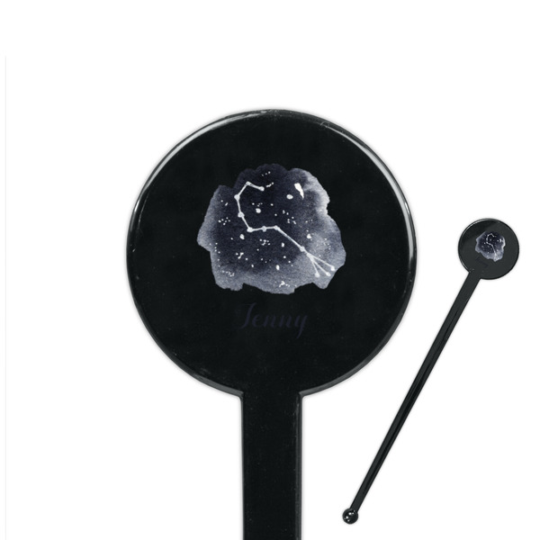 Custom Zodiac Constellations 7" Round Plastic Stir Sticks - Black - Single Sided (Personalized)