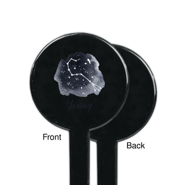 Zodiac Constellations Black Plastic 7" Stir Stick - Single Sided - Round - Front & Back
