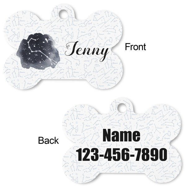 Zodiac Constellations Bone Shaped Dog Tag - Front & Back