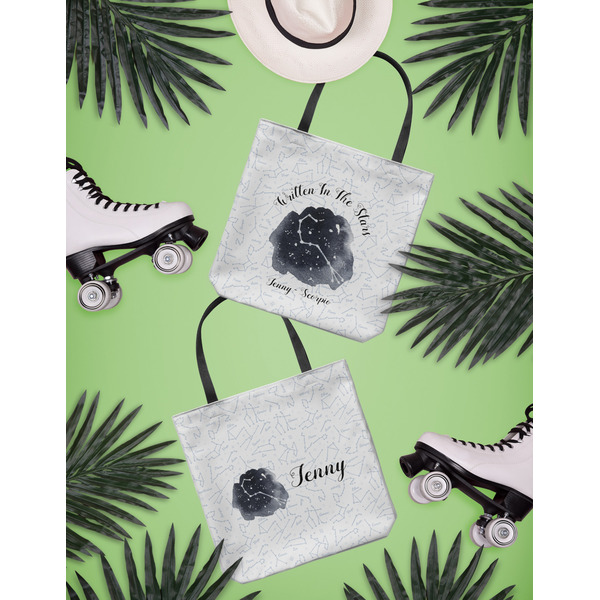 Zodiac Constellations Canvas Tote Lifestyle Front and Back- 13x13