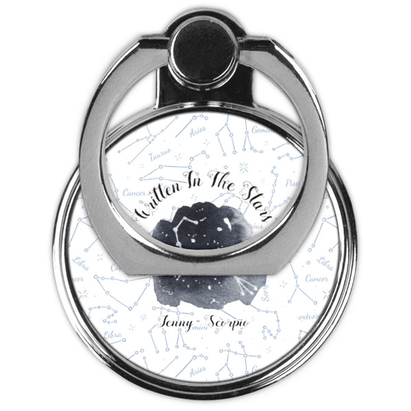 Zodiac Constellations Cell Phone Ring Stand & Holder - Front (Collapsed)