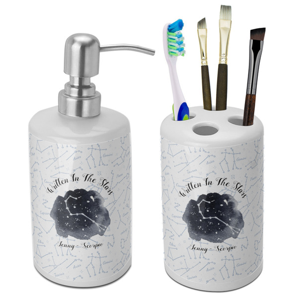 Custom Zodiac Constellations Ceramic Bathroom Accessories Set (Personalized)