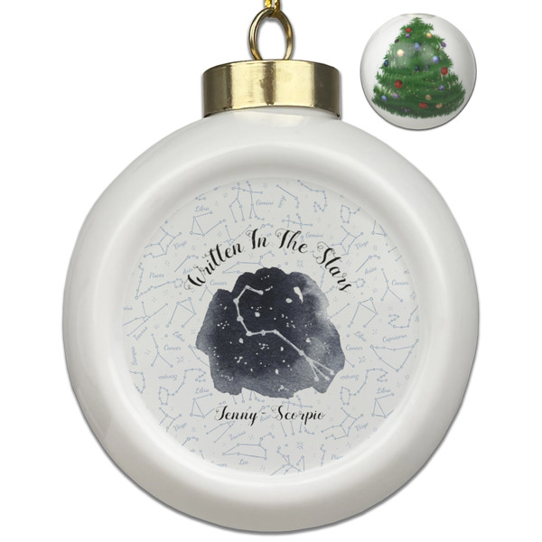 Custom Zodiac Constellations Ceramic Ball Ornament - Christmas Tree (Personalized)