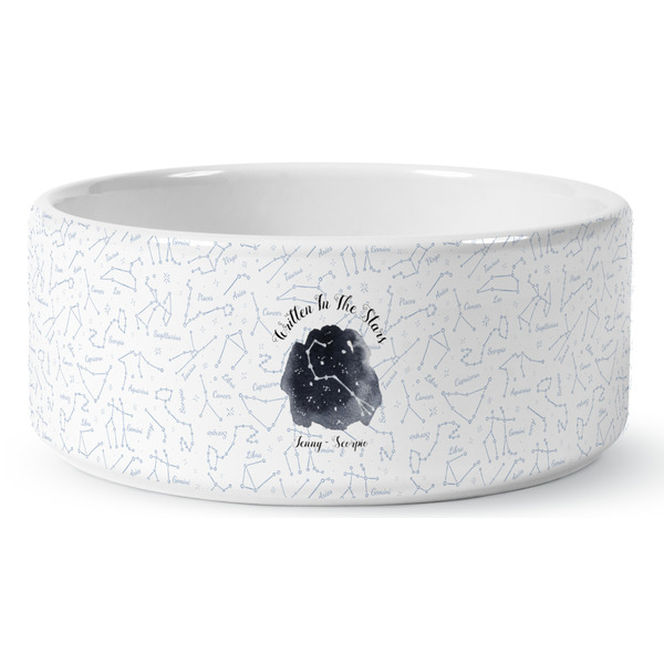 Zodiac Constellations Ceramic Dog Bowl - Medium - Front