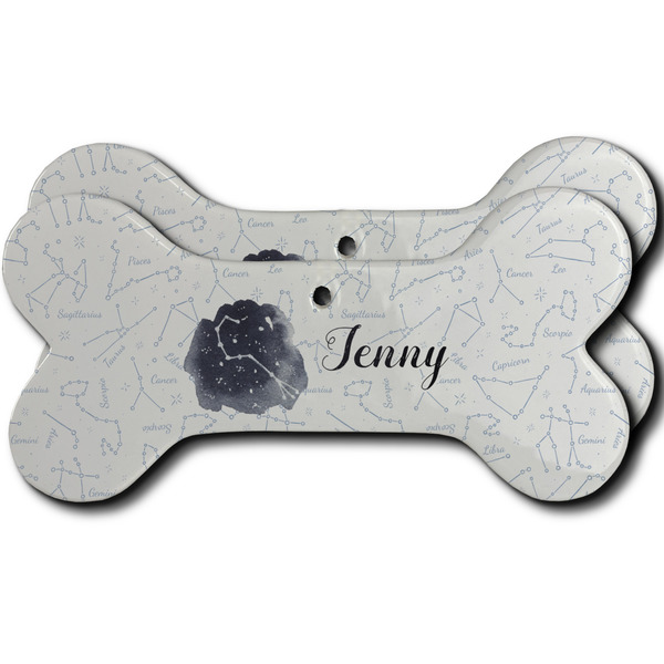 Custom Zodiac Constellations Ceramic Dog Ornament - Front & Back w/ Name or Text