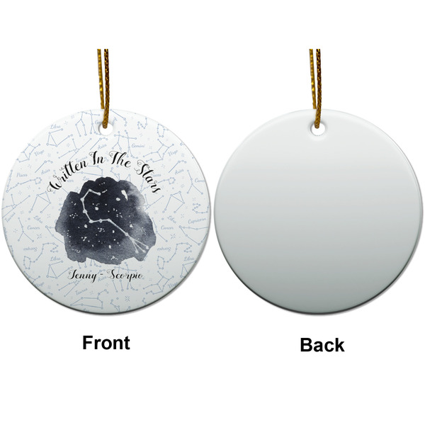 Zodiac Constellations Ceramic Flat Ornament - Circle Front & Back (APPROVAL)