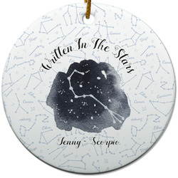 Zodiac Constellations Round Ceramic Ornament w/ Name or Text