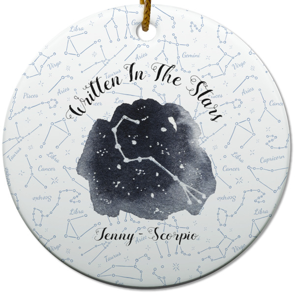 Custom Zodiac Constellations Round Ceramic Ornament w/ Name or Text
