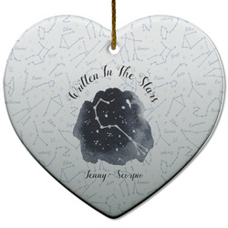 Zodiac Constellations Heart Ceramic Ornament w/ Name or Text