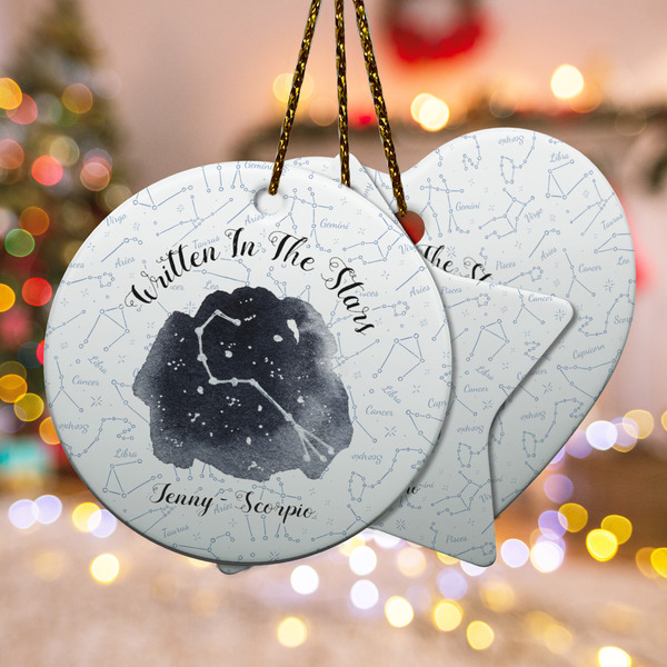 Custom Zodiac Constellations Ceramic Ornament w/ Name or Text