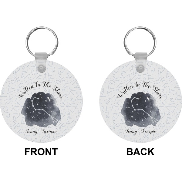 Zodiac Constellations Circle Keychain (Front + Back)