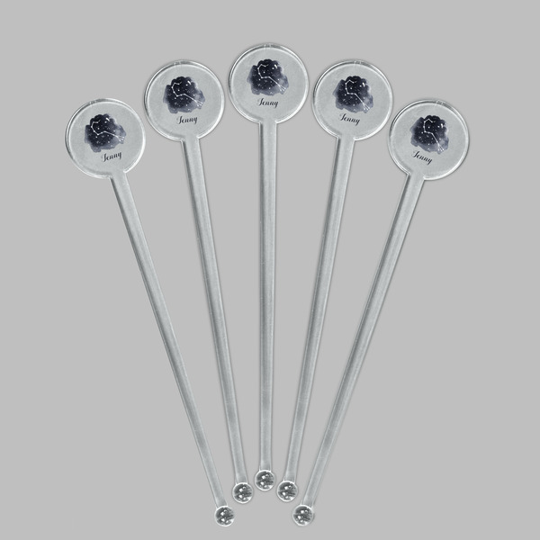 Zodiac Constellations Clear Plastic 7" Stir Stick - Round - Fan View