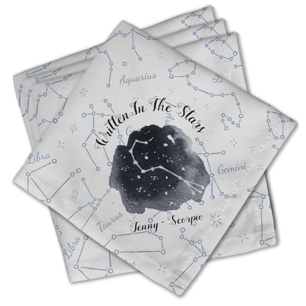 Custom Zodiac Constellations Cloth Cocktail Napkins - Set of 4 w/ Name or Text
