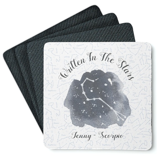 Custom Zodiac Constellations Square Rubber Backed Coasters - Set of 4 (Personalized)