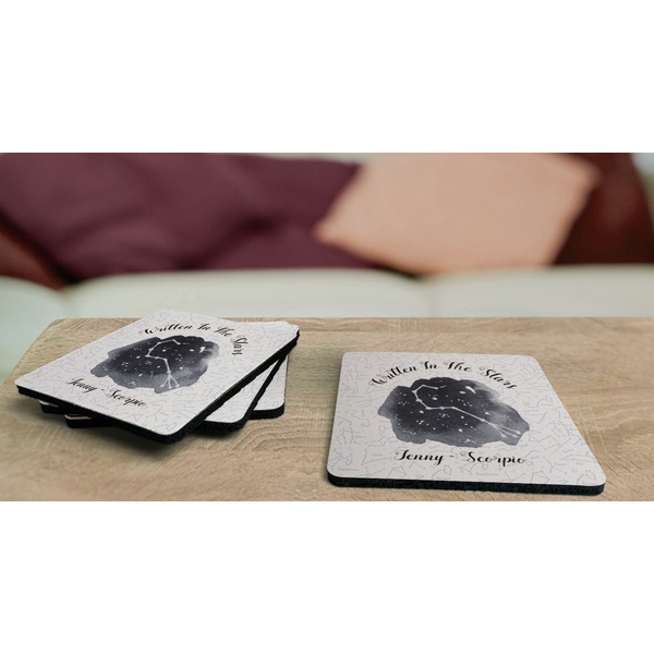 Zodiac Constellations Coaster Rubber Back - On Coffee Table