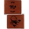 Zodiac Constellations Cognac Leatherette Bifold Wallets - Front and Back
