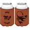 Zodiac Constellations Cognac Leatherette Can Sleeve - Double Sided Front and Back