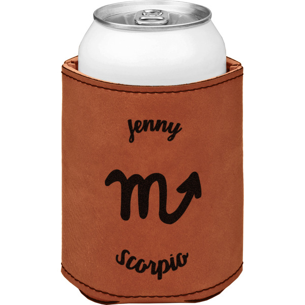 Zodiac Constellations Cognac Leatherette Can Sleeve - Single Front