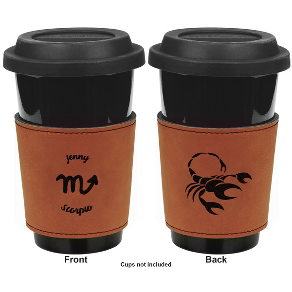 Zodiac Constellations Cognac Leatherette Mug Sleeve - Double Sided Apvl