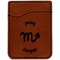 Zodiac Constellations Cognac Leatherette Phone Wallet close up