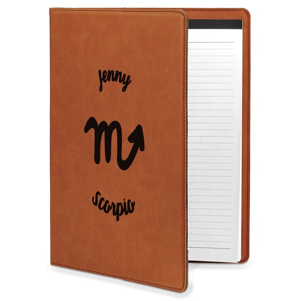 Custom Zodiac Constellations Leatherette Portfolio with Notepad - Large - Single Sided (Personalized)