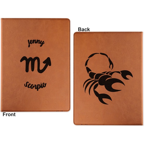 Zodiac Constellations Cognac Leatherette Portfolios with Notepad - Small - Double Sided- Apvl