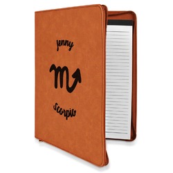 Zodiac Constellations Leatherette Zipper Portfolio with Notepad (Personalized)