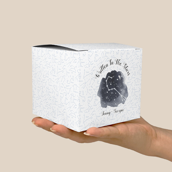 Zodiac Constellations Cube Favor Gift Box - On Hand - Scale View