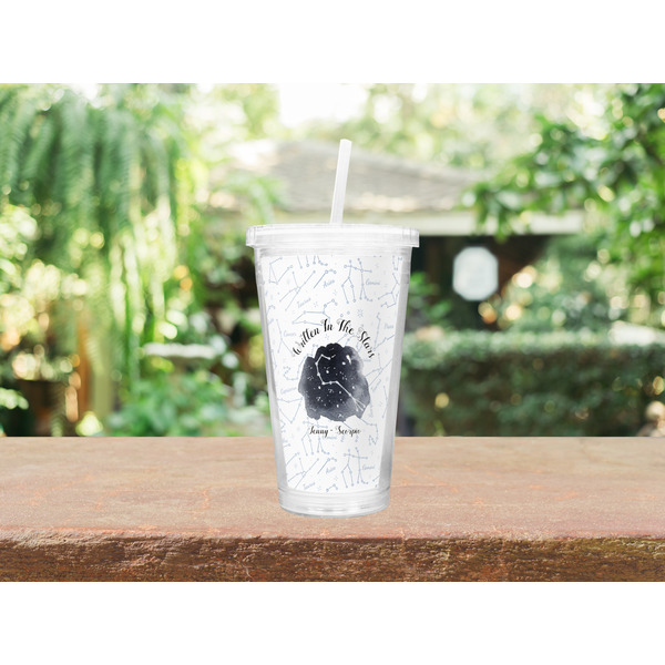 Zodiac Constellations Double Wall Tumbler with Straw Lifestyle