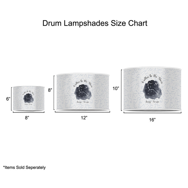 Zodiac Constellations Drum Lampshades - Sizing Chart