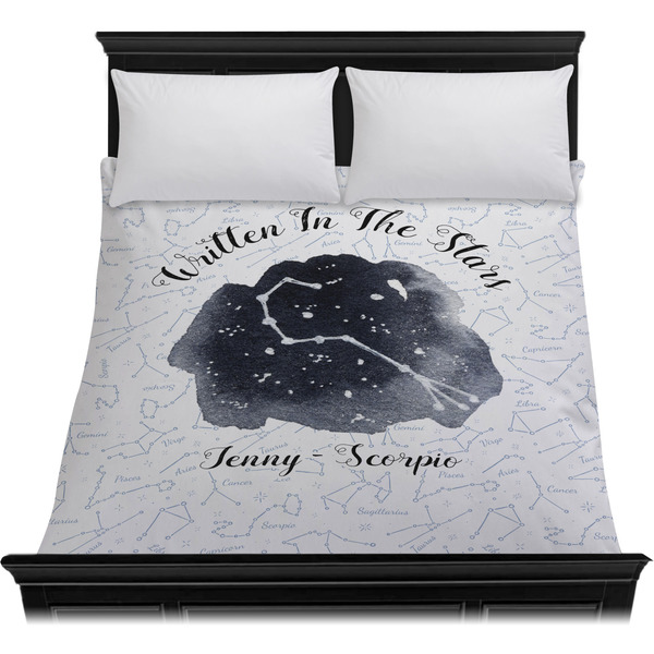 Zodiac Constellations Duvet Cover - Queen - On Bed - No Prop