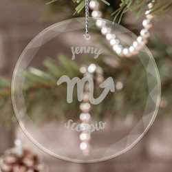 Zodiac Constellations Engraved Glass Ornament (Personalized)