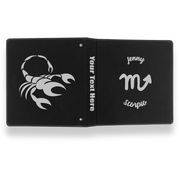 Zodiac Constellations Leather Binder - 1" - Black- Back Spine Front View