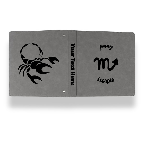 Zodiac Constellations Leather Binder - 1" - Grey - Back Spine Front View