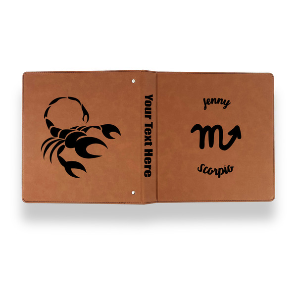 Zodiac Constellations Leather Binder - 1" - Rawhide - Back Spine Front View