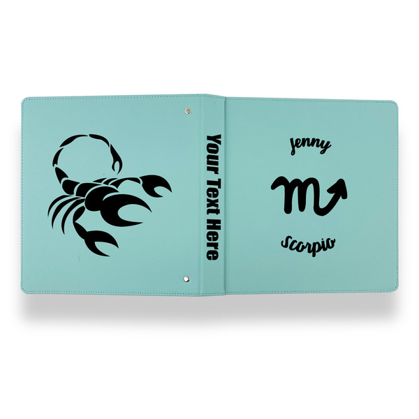 Zodiac Constellations Leather Binder - 1" - Teal - Back Spine Front View