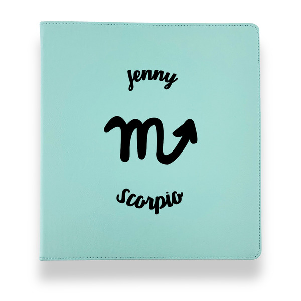 Zodiac Constellations Leather Binders - 1" - Teal - Front View