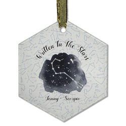 Zodiac Constellations Flat Glass Ornament - Hexagon w/ Name or Text