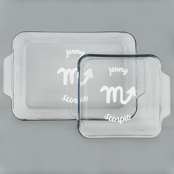 Custom Zodiac Constellations Set of Glass Baking & Cake Dish - 13in x 9in & 8in x 8in (Personalized)
