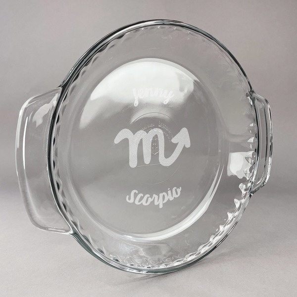 Custom Zodiac Constellations Glass Pie Dish - 9.5in Round (Personalized)