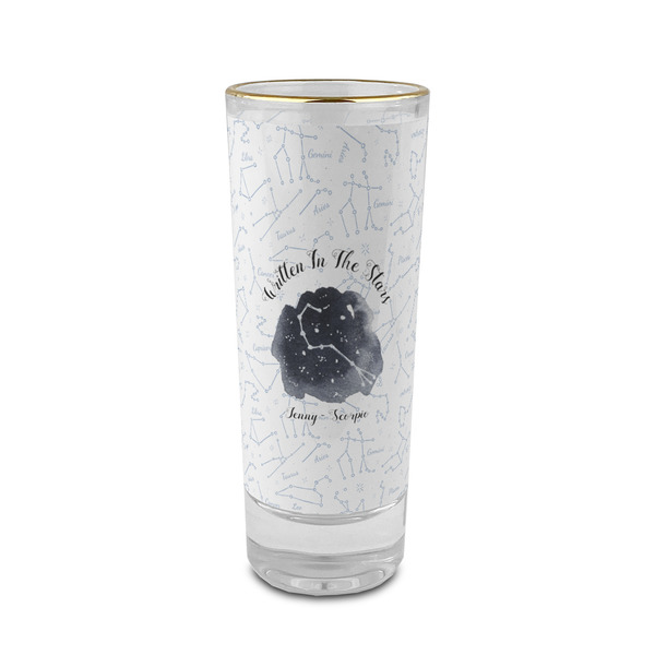 Custom Zodiac Constellations 2 oz Shot Glass - Glass with Gold Rim (Personalized)