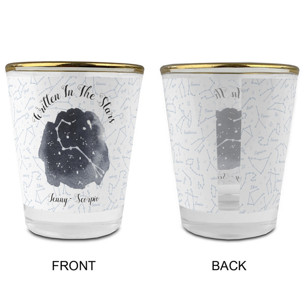 Zodiac Constellations Glass Shot Glass - with gold rim - APPROVAL