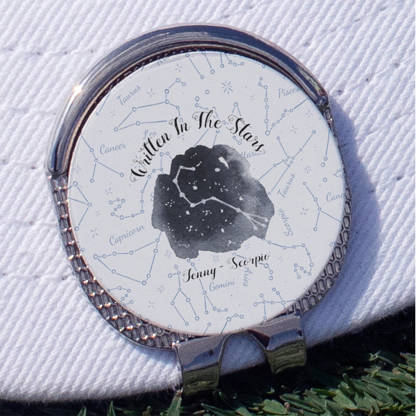 Zodiac Constellations Golf Ball Marker Hat Clip - Silver - Front